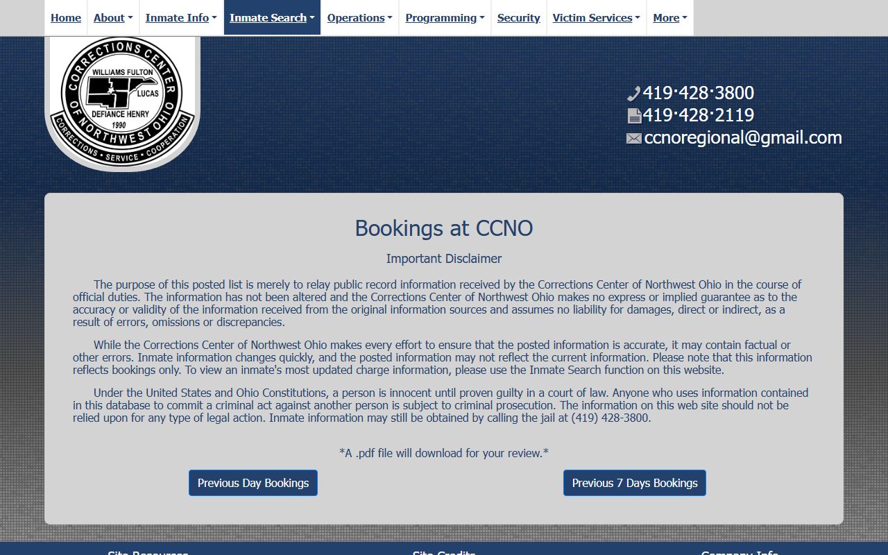 Fulton County jail mugshots booking report path at CCNO